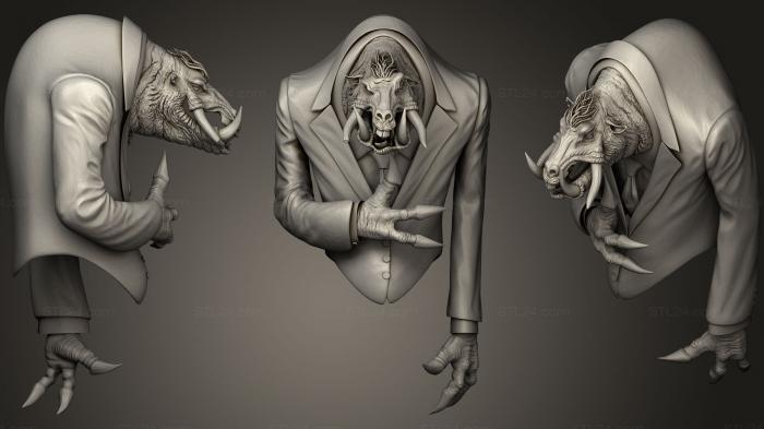 Статуэтки герои, монстры и демоны (Клыкастый зверь, STKM_1351) 3D модель для ЧПУ станка